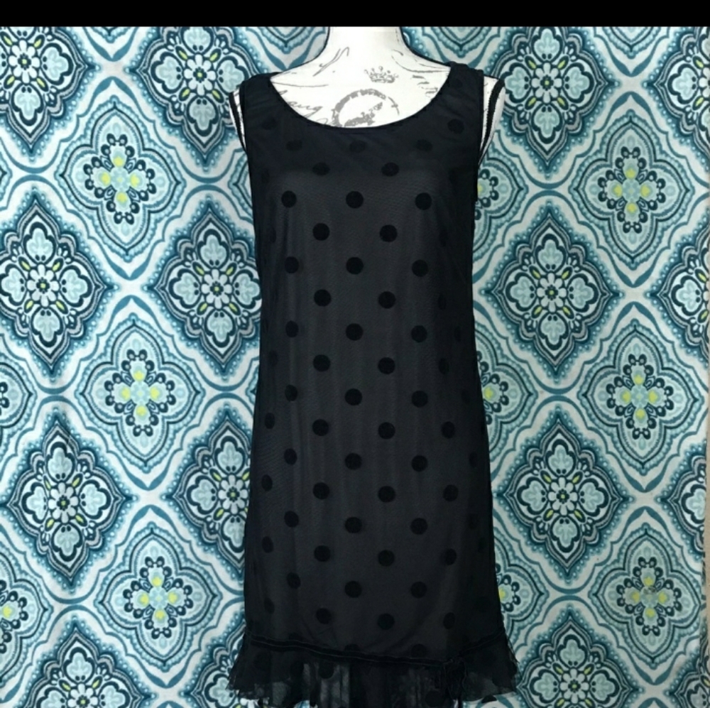 Betsy Johnson black on black polka dot dress